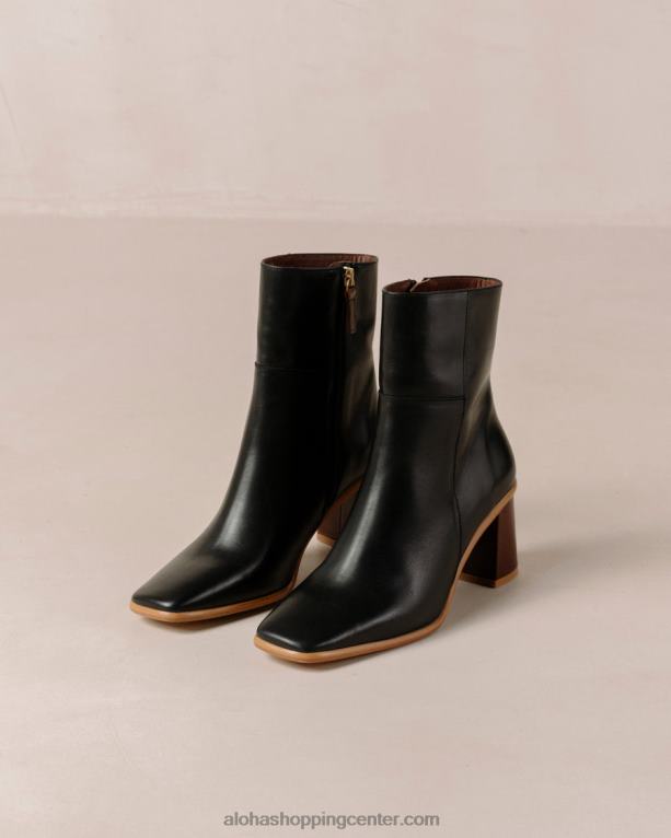 west vintage - črni usnjeni škornji ženske Alohas 0D4R8345