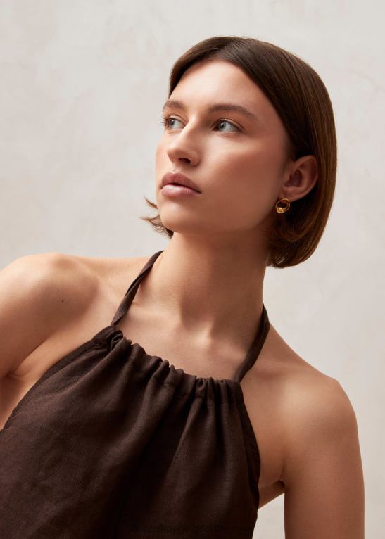 yona - rjav kombinezon iz lanu ženske Alohas 0D4R8605