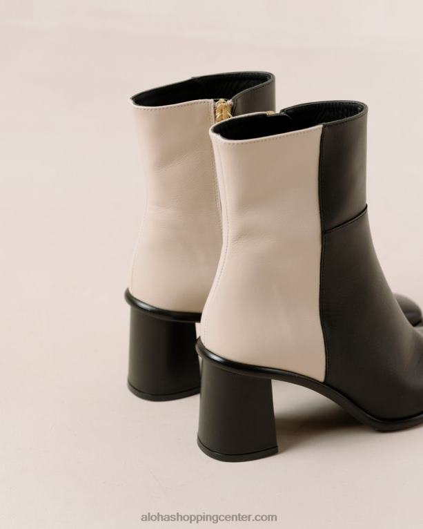 zahod - črno-beli usnjeni škornji ženske Alohas 0D4R8341