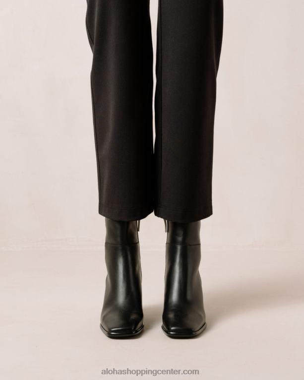 zahod - črno-beli usnjeni škornji ženske Alohas 0D4R8341