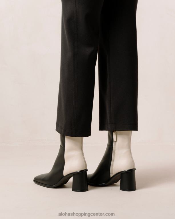 zahod - črno-beli usnjeni škornji ženske Alohas 0D4R8341