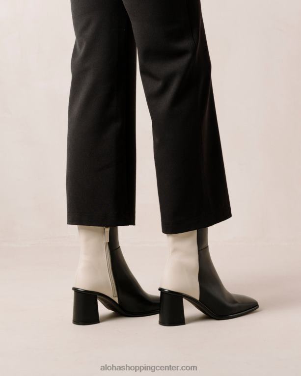 zahod - črno-beli usnjeni škornji ženske Alohas 0D4R8341