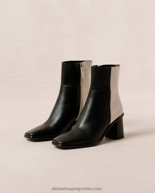 zahod - črno-beli usnjeni škornji ženske Alohas 0D4R8341