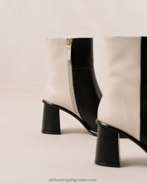 zahod - črno-beli usnjeni škornji ženske Alohas 0D4R8341