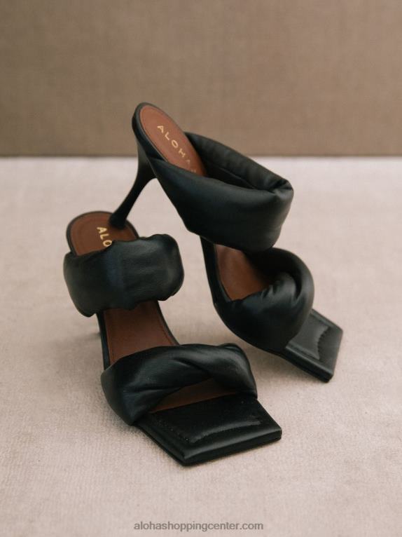 zasukani trak - črni usnjeni sandali ženske Alohas 0D4R8430