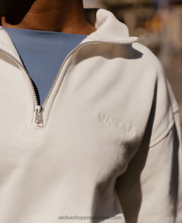 zip-up - bel bombažni pulover ženske Alohas 0D4R8985