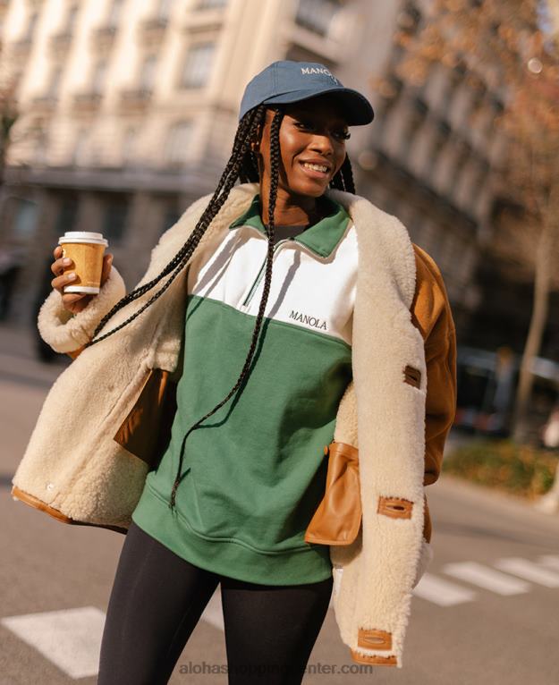 zip-up - zelen bombažni pulover ženske Alohas 0D4R8984