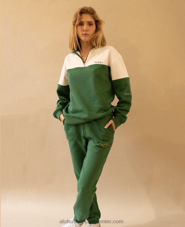 zip-up - zelen bombažni pulover ženske Alohas 0D4R8984