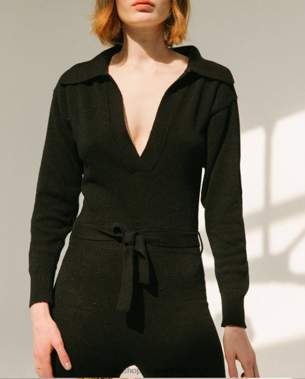 časovnica - črn pleten kombinezon ženske Alohas 0D4R8809