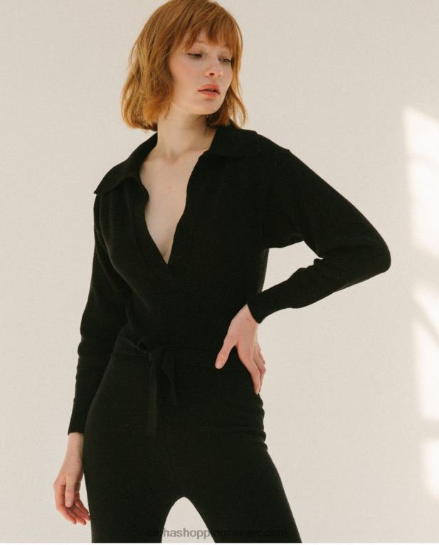 časovnica - črn pleten kombinezon ženske Alohas 0D4R8809